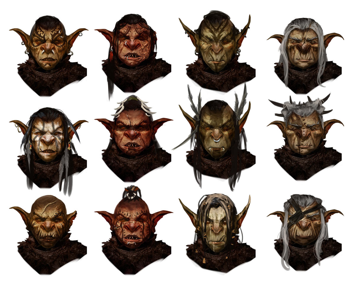 Goblin Male Faces Artwork from Baldur's Gate III