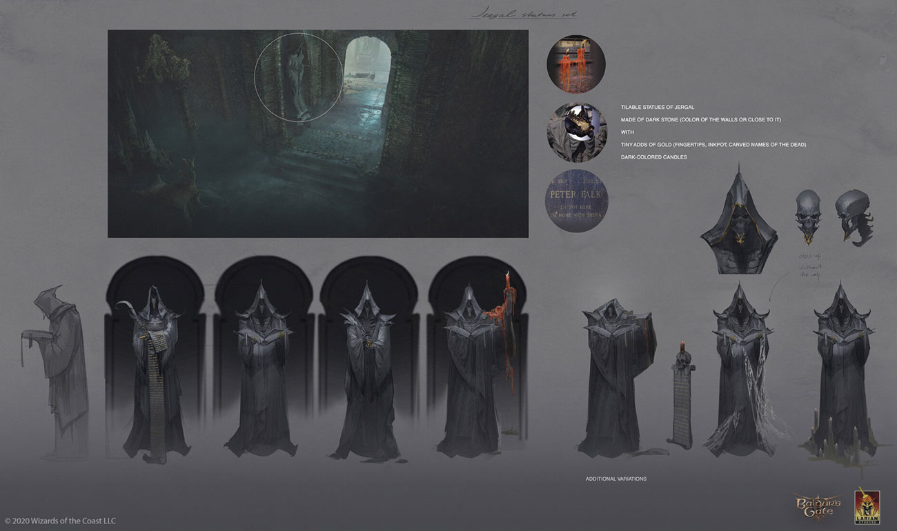 Jergal Statues Set Art from Baldur's Gate III