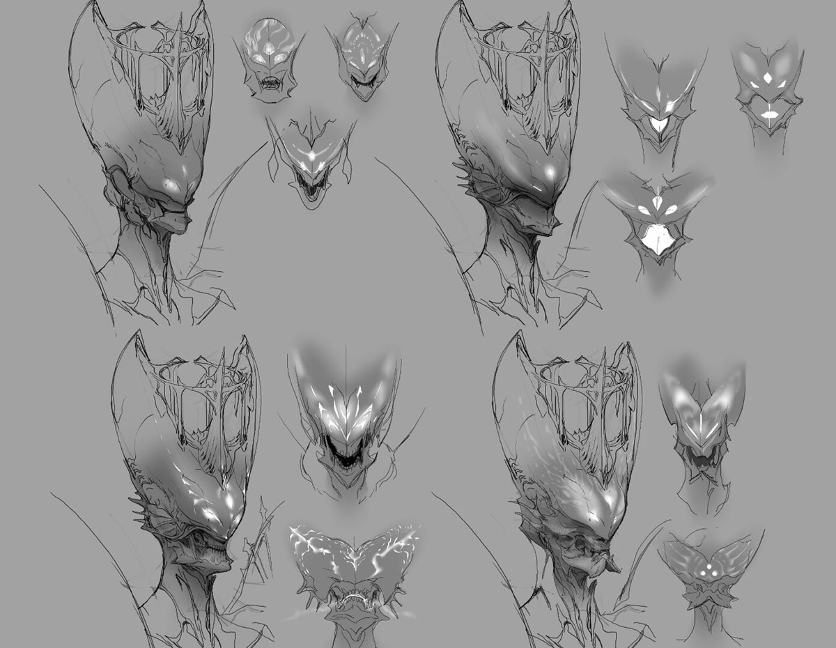 Savath&ucirc;n Head Sketches from Destiny 2: The Witch Queen