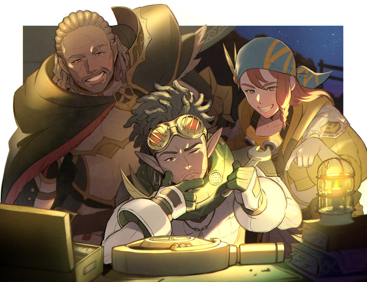 Arlow, Bahari, and Minayle at Work Art from Monster Hunter Rise: Sunbreak
