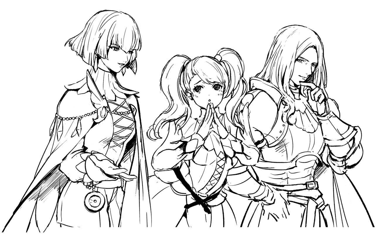 Fiorayne, Paz, and Selva Sketch from Monster Hunter Rise: Sunbreak