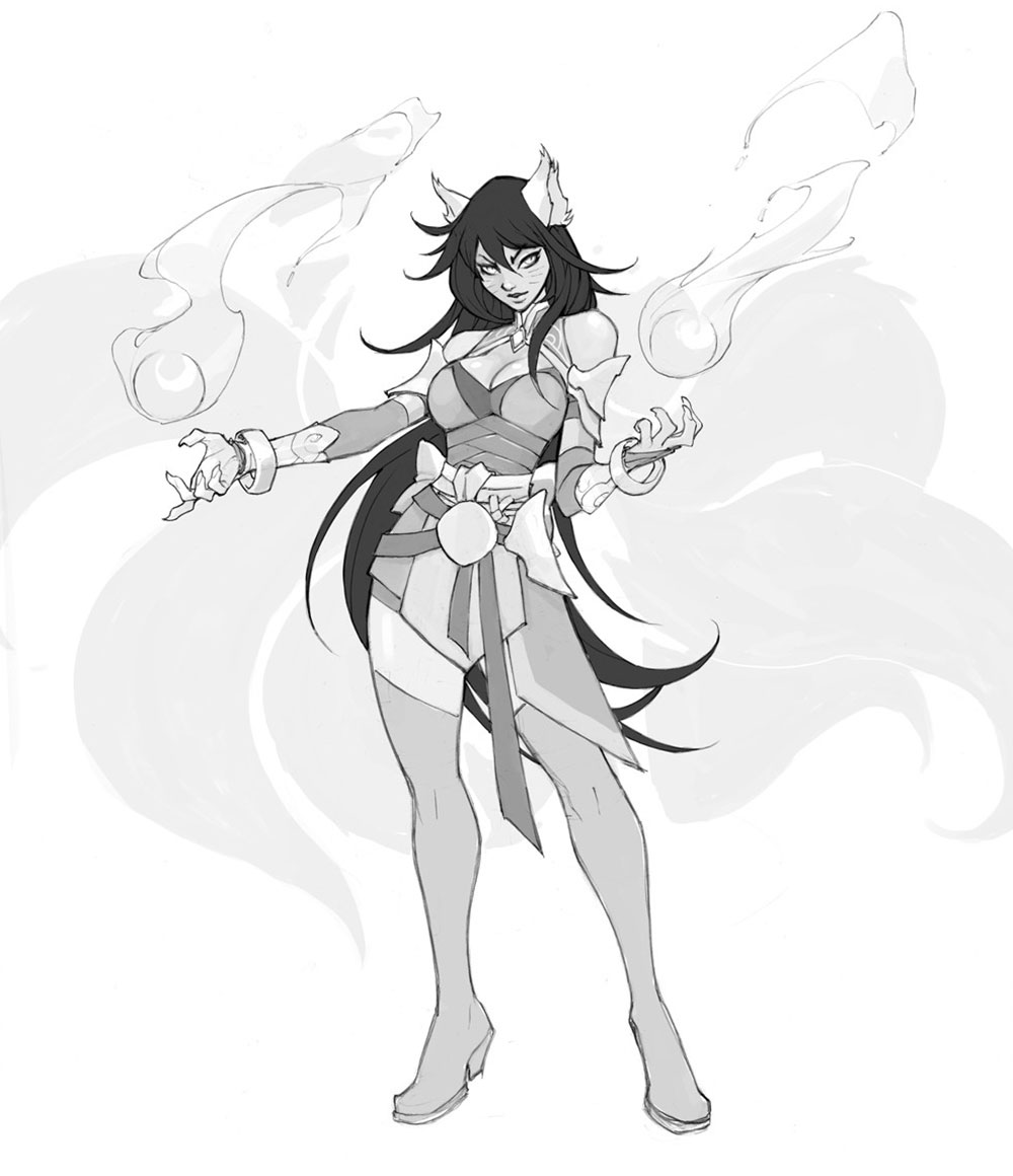 Ahri Line Art from Ruined King: A League of Legends Story