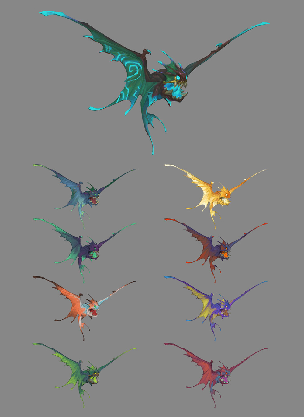 Bat Color Variations Art from Ruined King: A League of Legends Story