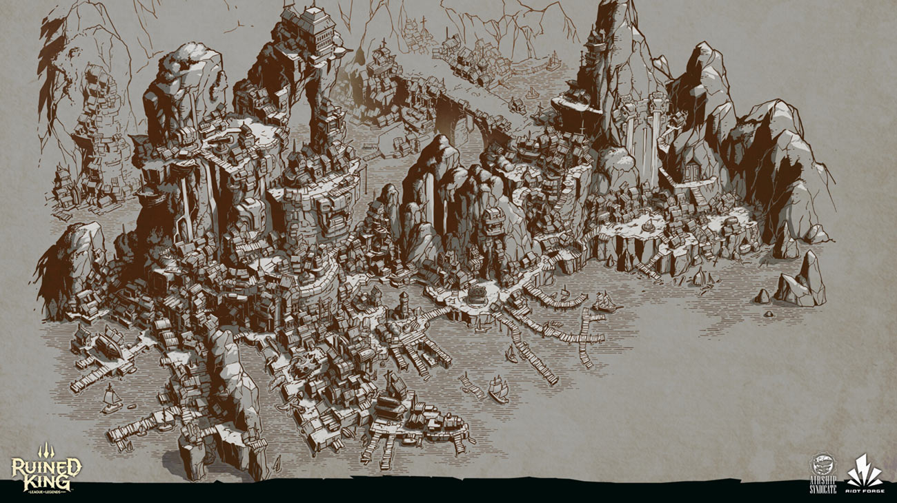 Bilgewater Cloth Map Art from Ruined King: A League of Legends Story