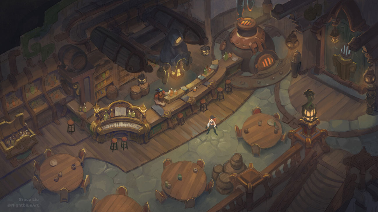 Bilgewater Tavern Art from Ruined King: A League of Legends Story