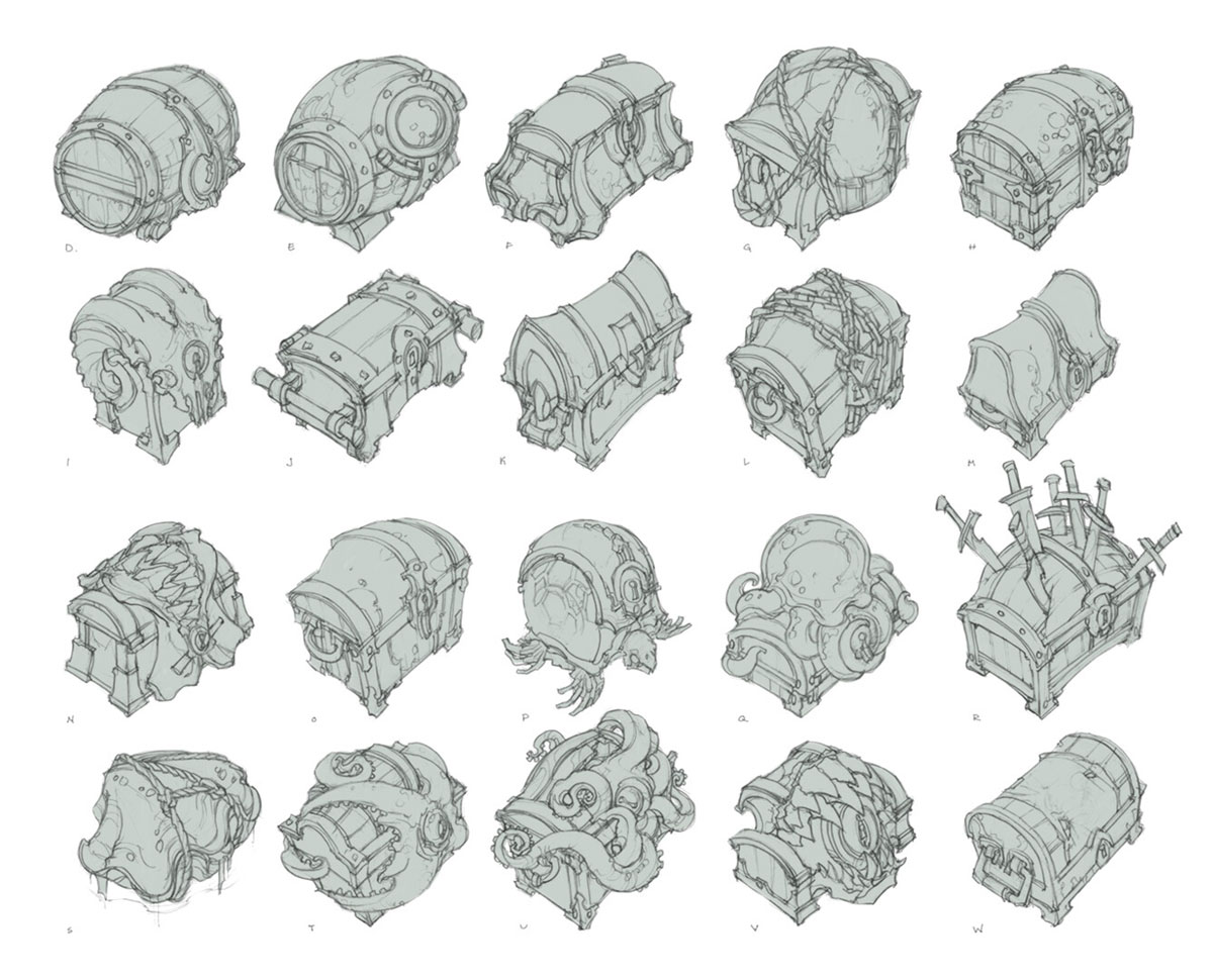 Chest Sketches from Ruined King: A League of Legends Story