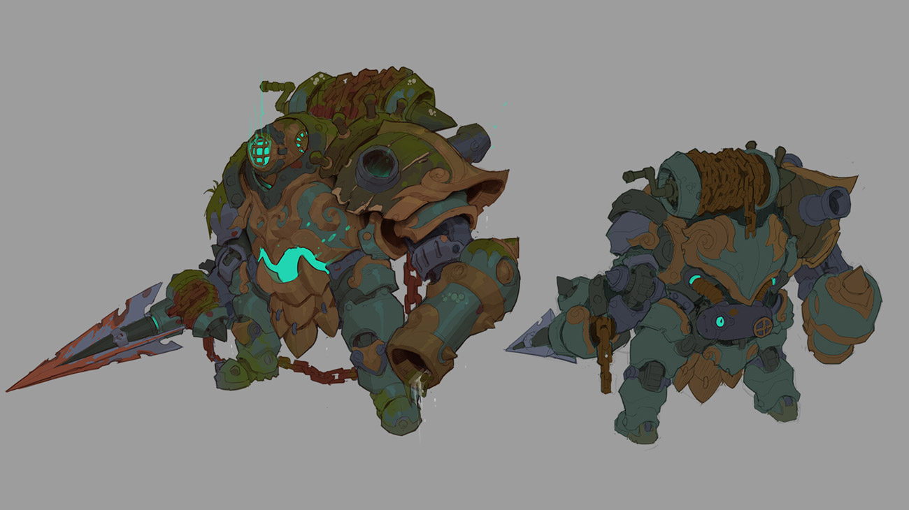 Harpoon Golem Concept Art from Ruined King: A League of Legends Story