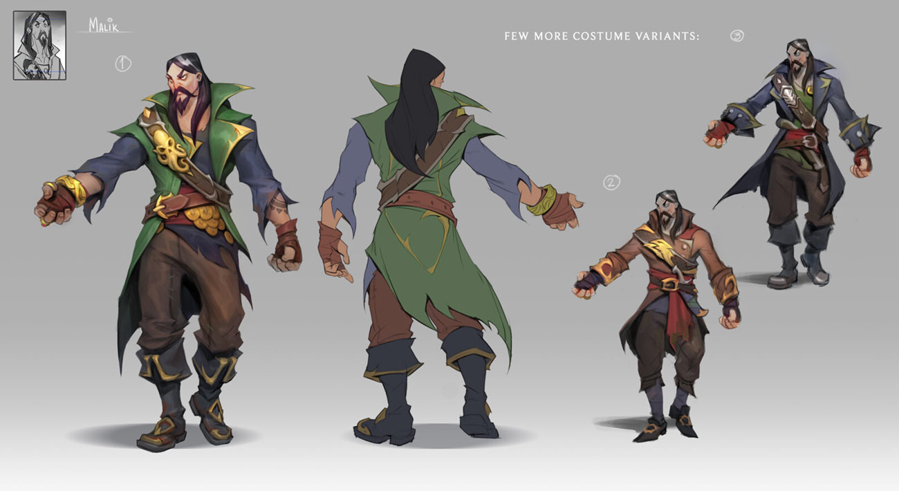 Malik Outfit Variations Art from Ruined King: A League of Legends Story