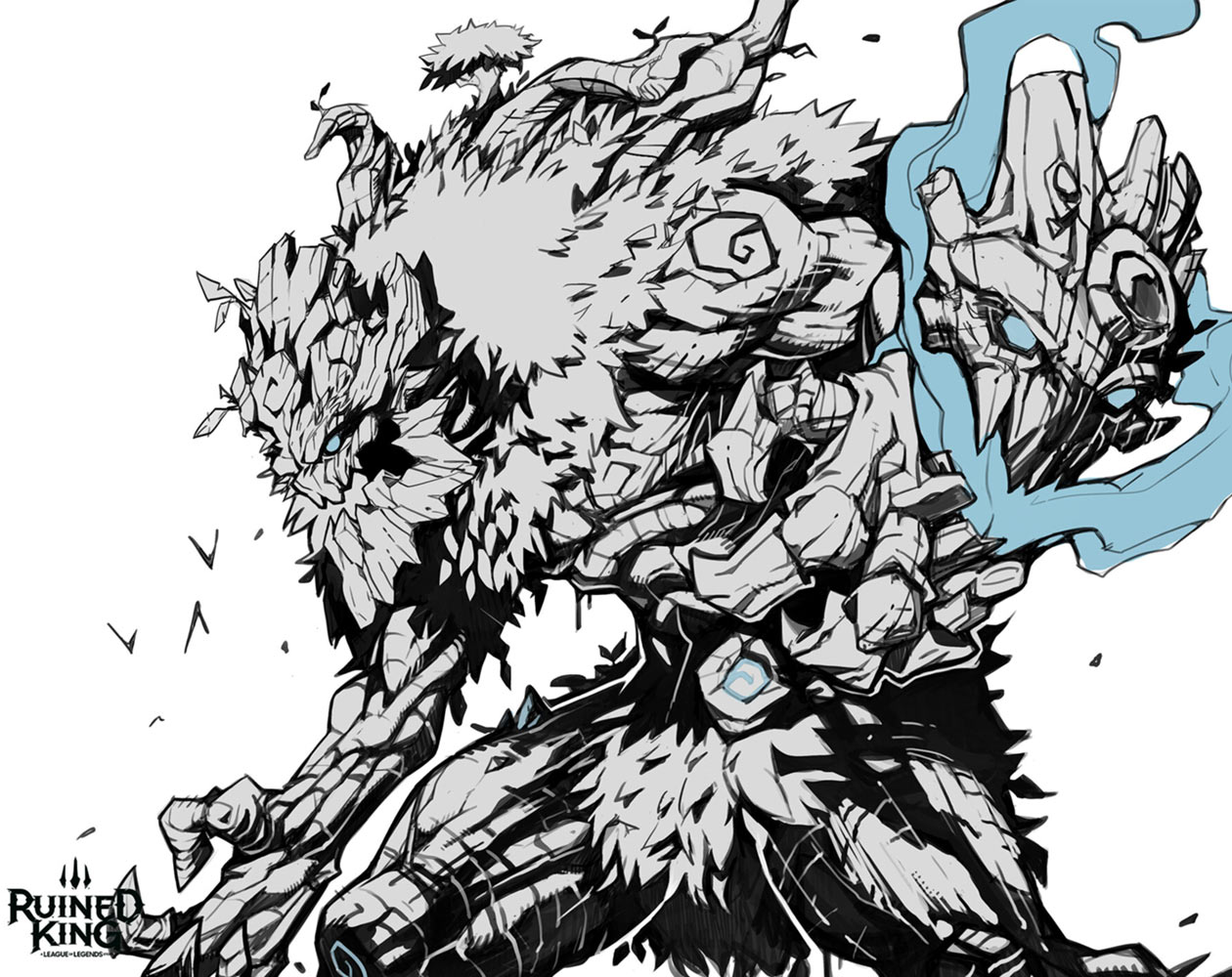 Maokai Portrait Line Art from Ruined King: A League of Legends Story