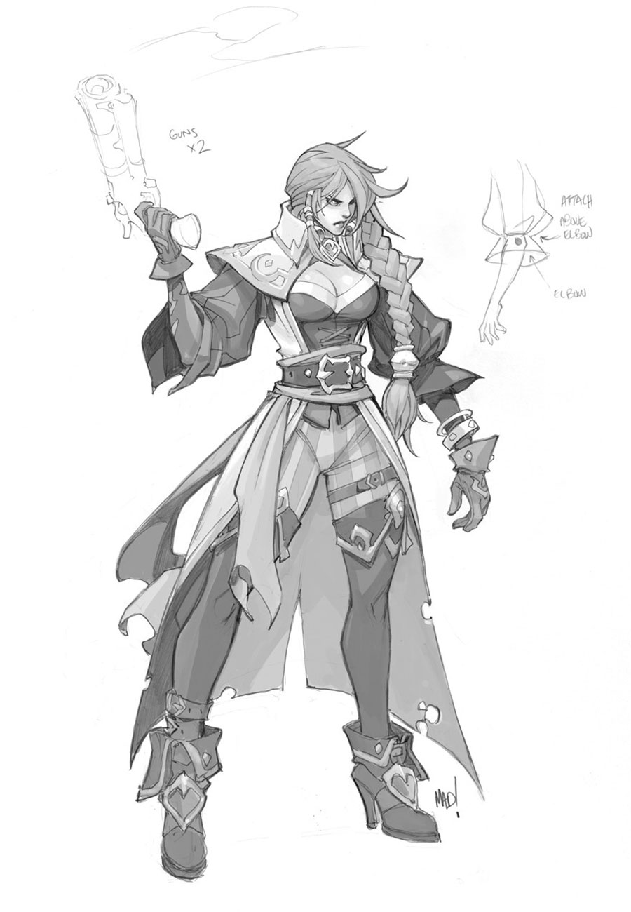 Miss Fortune Line Art from Ruined King: A League of Legends Story