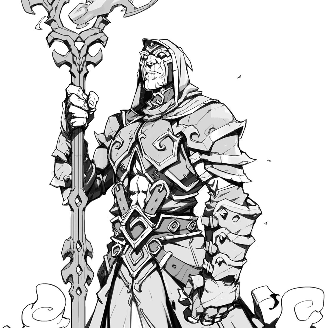 Necrit Portrait Line Art from Ruined King: A League of Legends Story