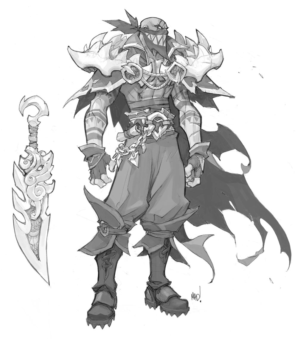 Pyke Line Art from Ruined King: A League of Legends Story