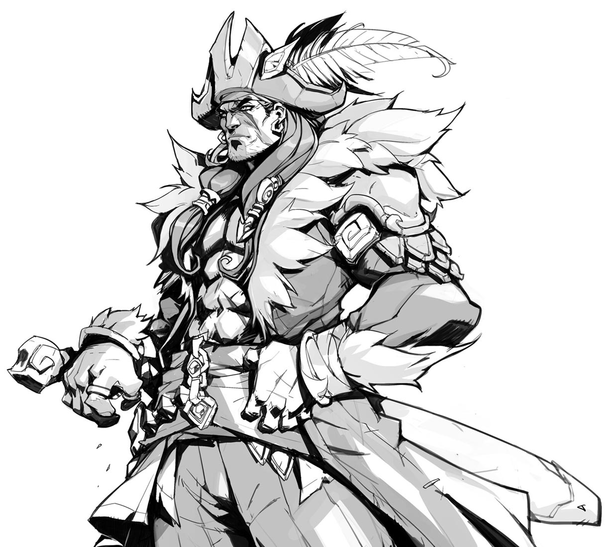 Thorne Portrait Line Art from Ruined King: A League of Legends Story
