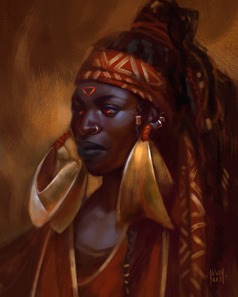 Fire Asiman Portrait Art from The Wagadu Chronicles