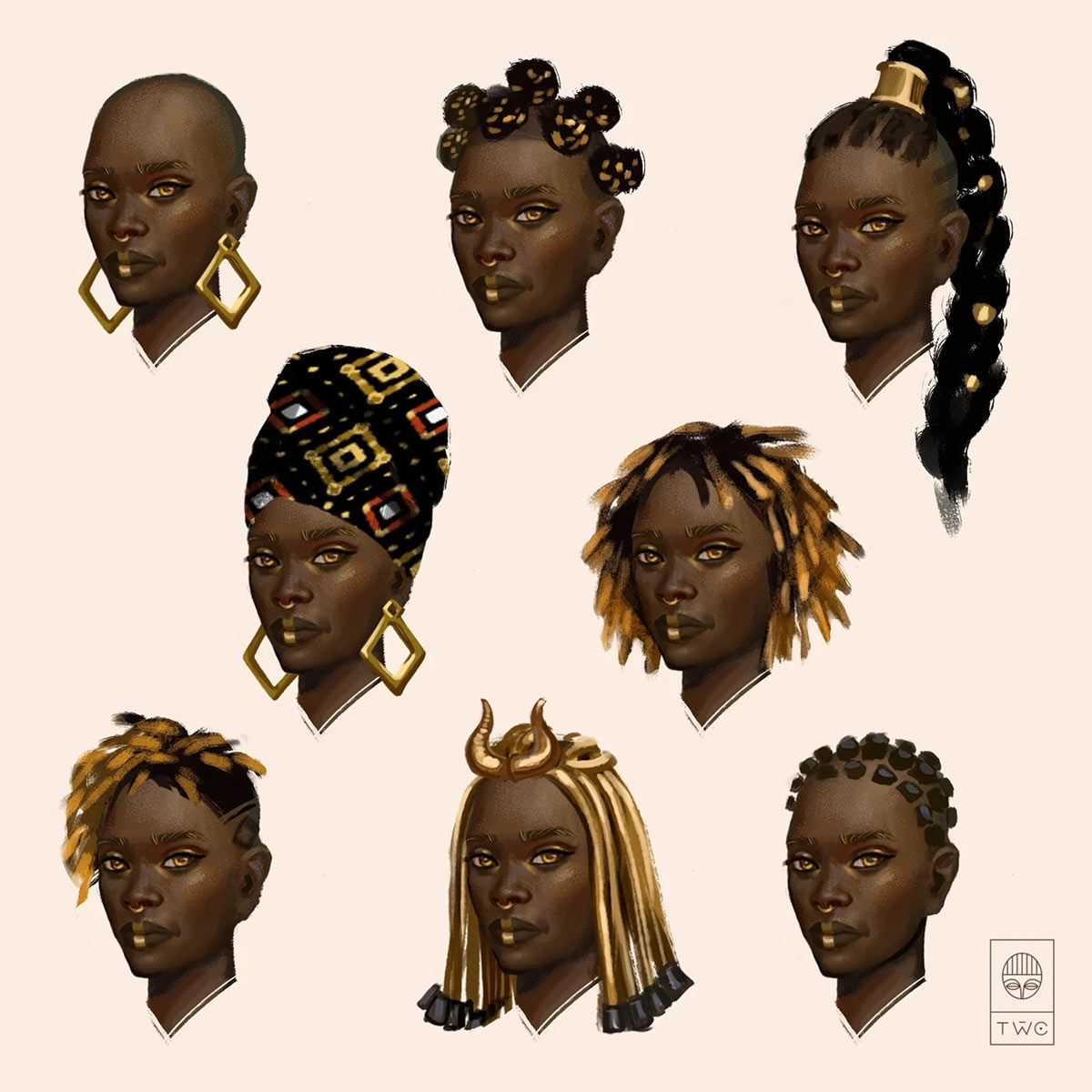 Hyerenn Hairstyles Art from The Wagadu Chronicles