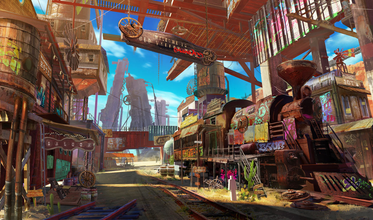 Westernpunk Settlement Art from Armed Fantasia