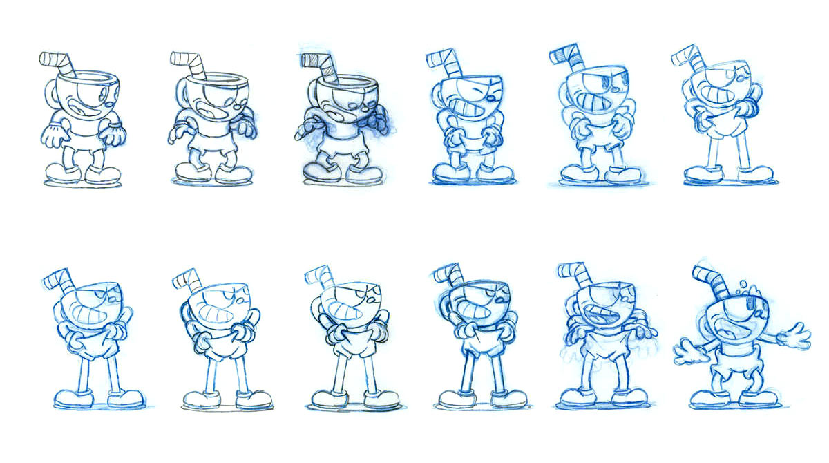 Cuphead Pulling up Pants Art from Cuphead