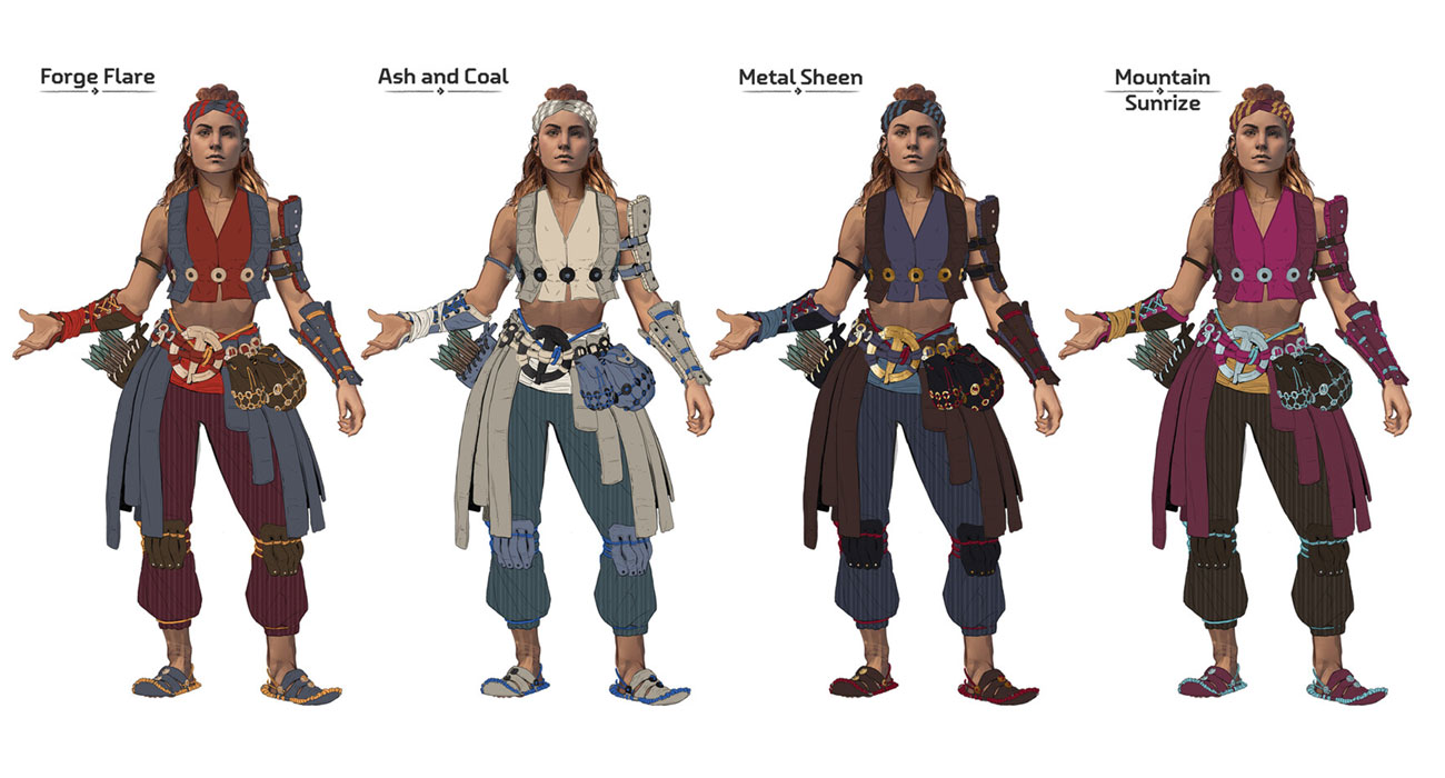 Aloy Oseram Outfits Dye Packs Concept Art from Horizon Forbidden West