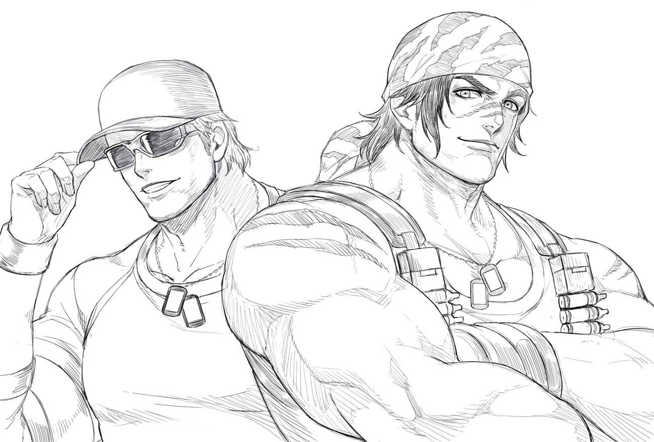 Clark Still and Ralf Jones Sketch from The King of Fighters XV