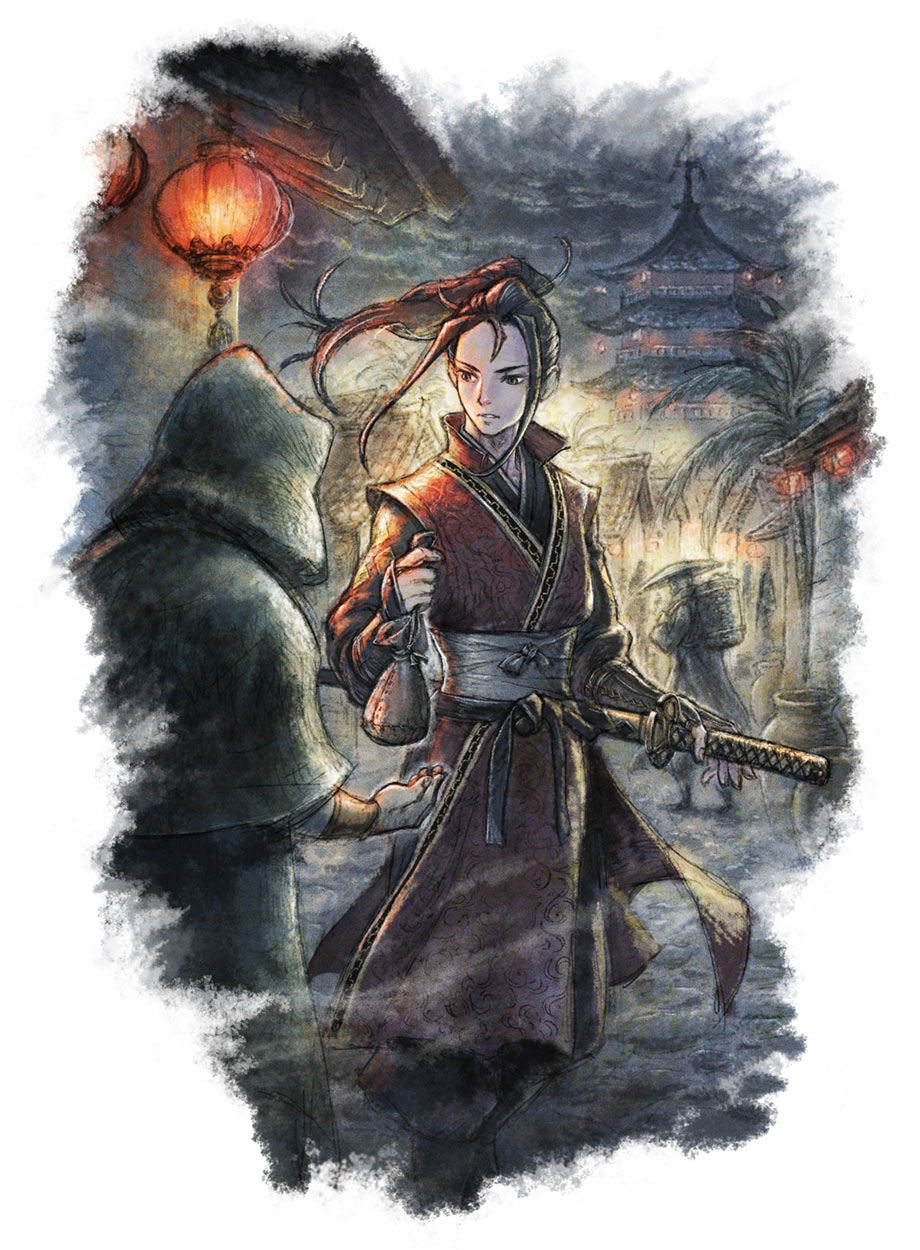Hikari, Bribe Path Action Art from Octopath Traveler II