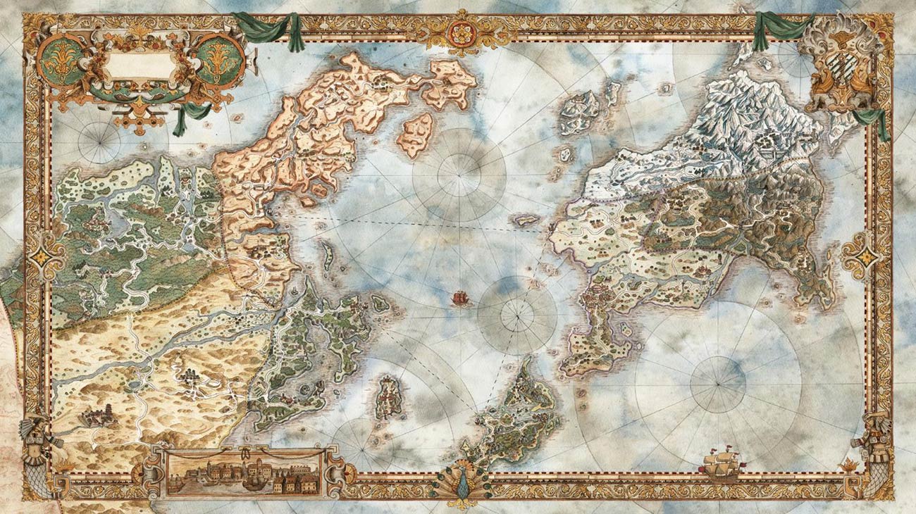 Solistia World Map Art from Octopath Traveler II