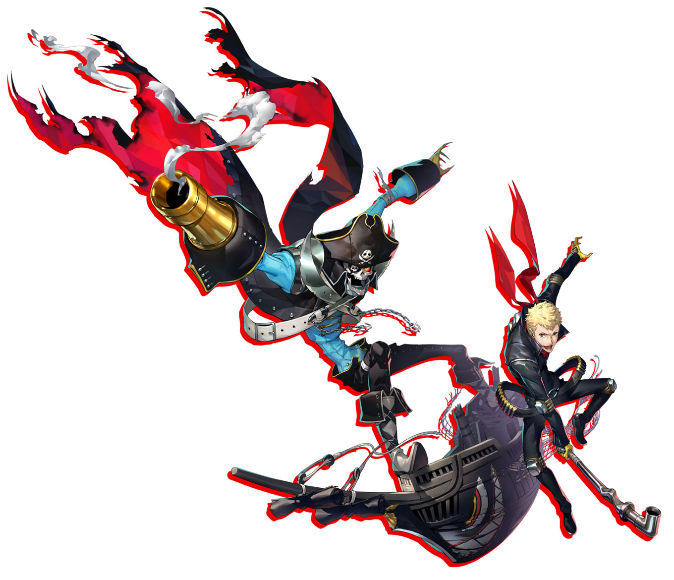 Skull (Ryuji) and Captain Kidd Art from Persona 5 Strikers