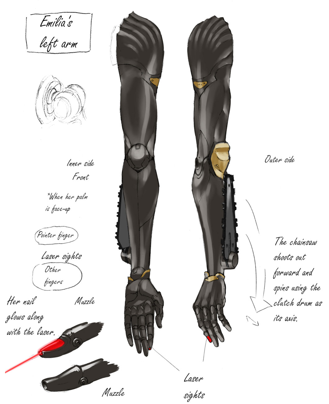 Emilia Left Arm Concept Art from Penny Blood