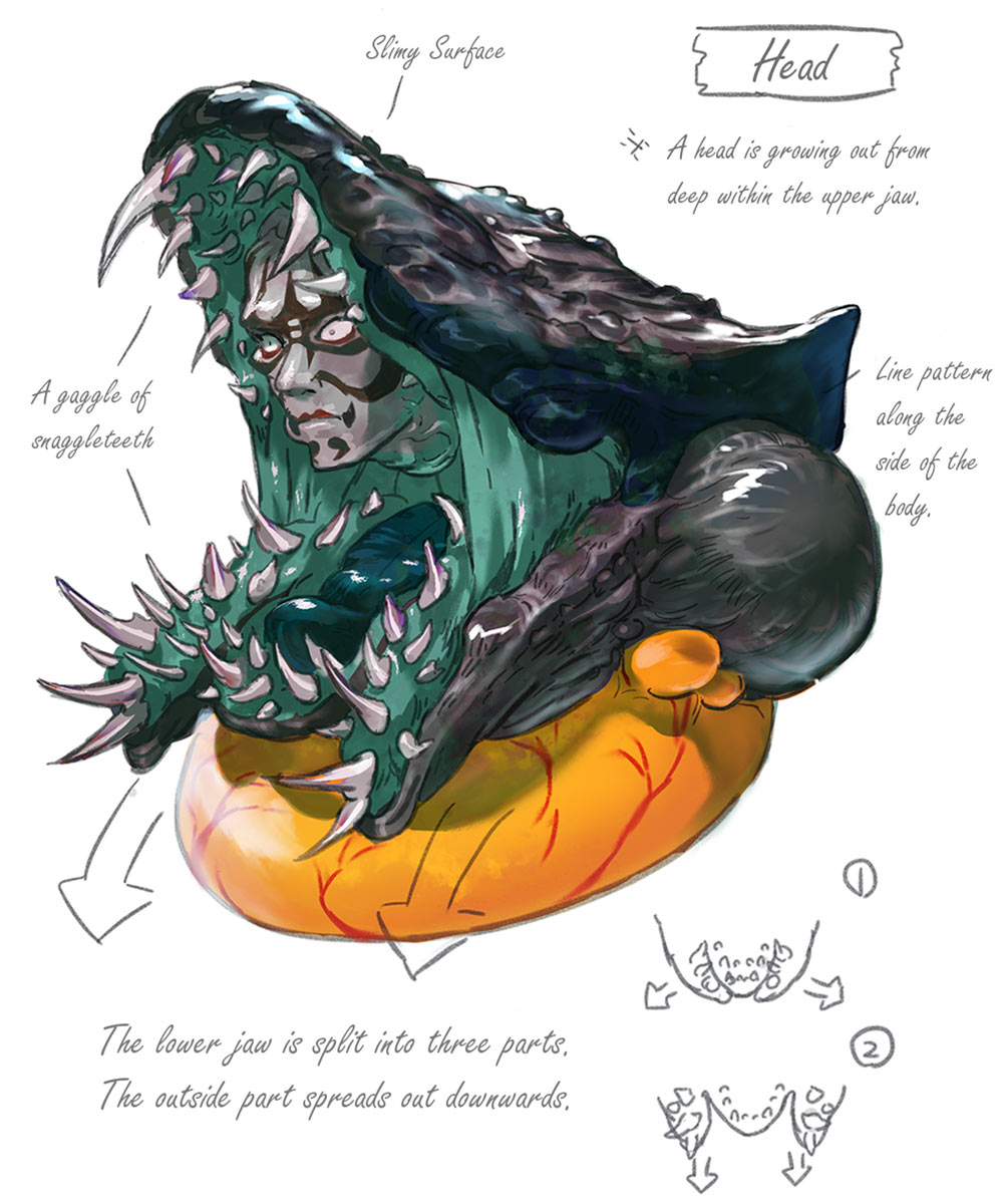 Motofuji Head Concept Art from Penny Blood
