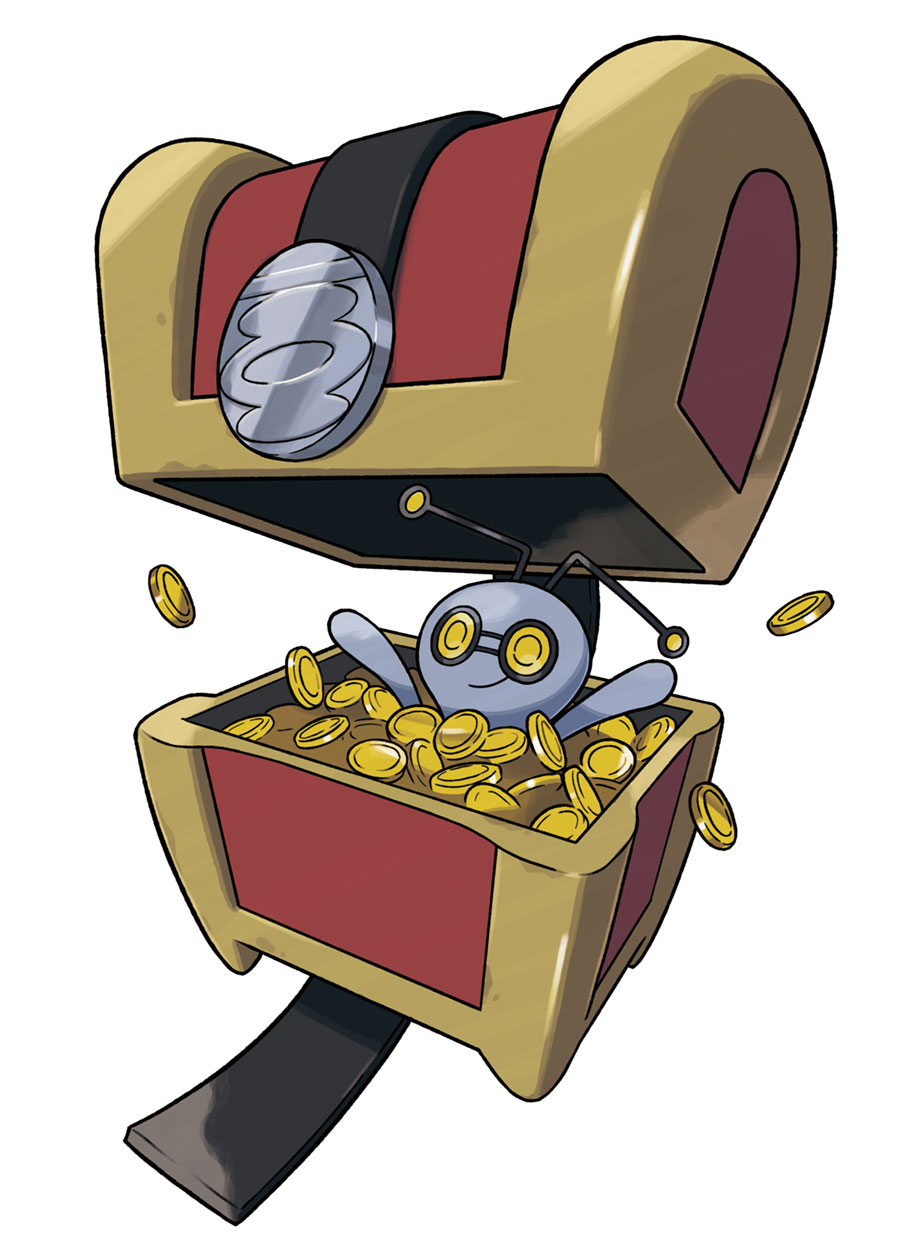 Gimmighoul Chest Form Art from Pokémon Scarlet and Violet