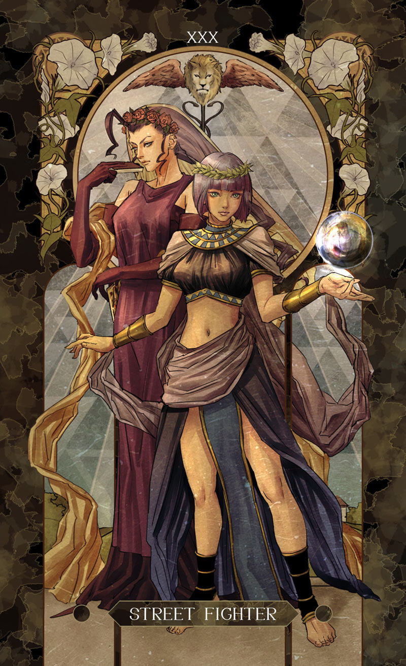 Menat and Rose Tarot Card Art from Street Fighter V