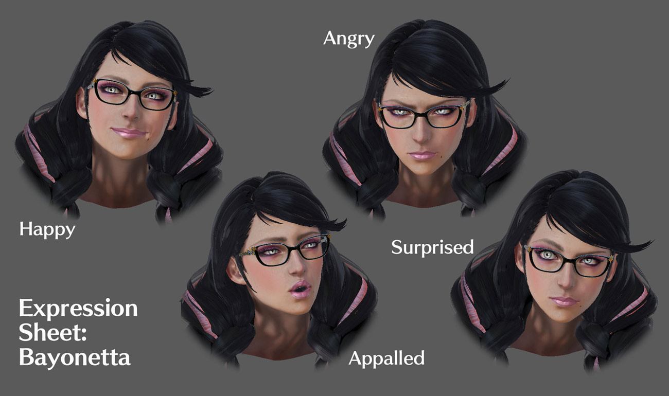 Bayonetta Expression Sheet Art from Bayonetta 3