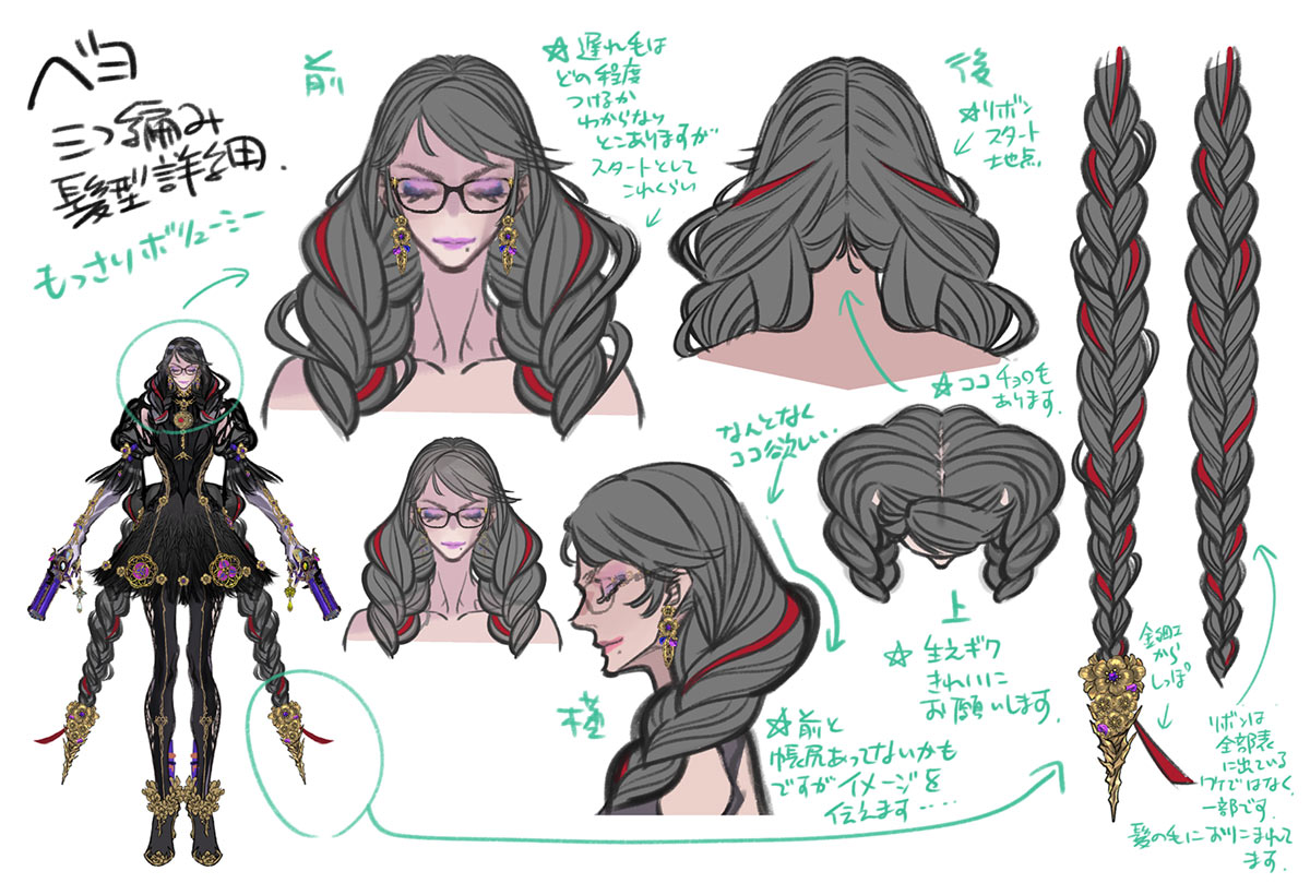 Bayonetta Hair Concept Art from Bayonetta 3