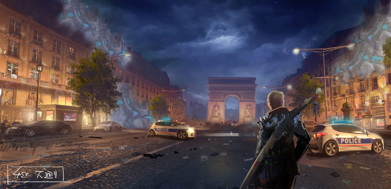 France: Paris Main Street Concept Art from Bayonetta 3