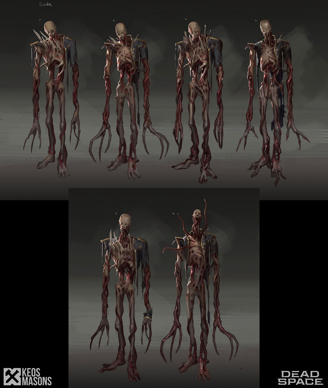 Divider Necromorph Sketches from Dead Space (Remake)
