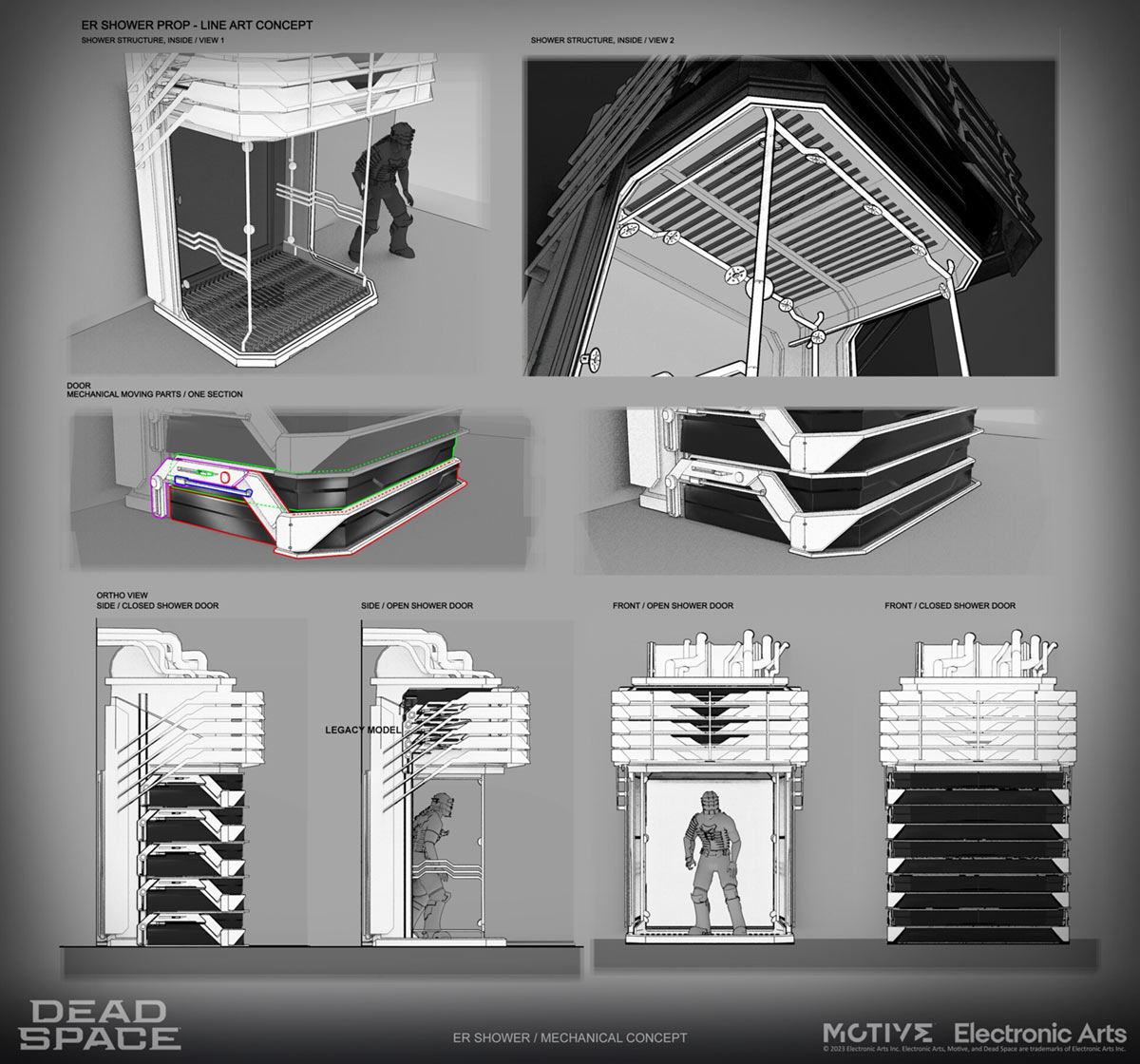 Emergency Shower Mechanical Concept Art from Dead Space (Remake)