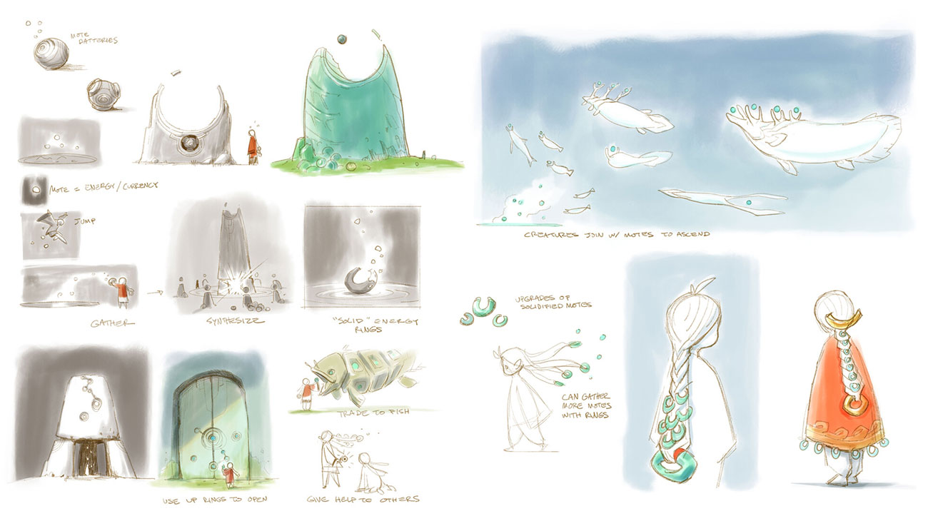 Motes Ideation Sketches from Sky: Children of the Light