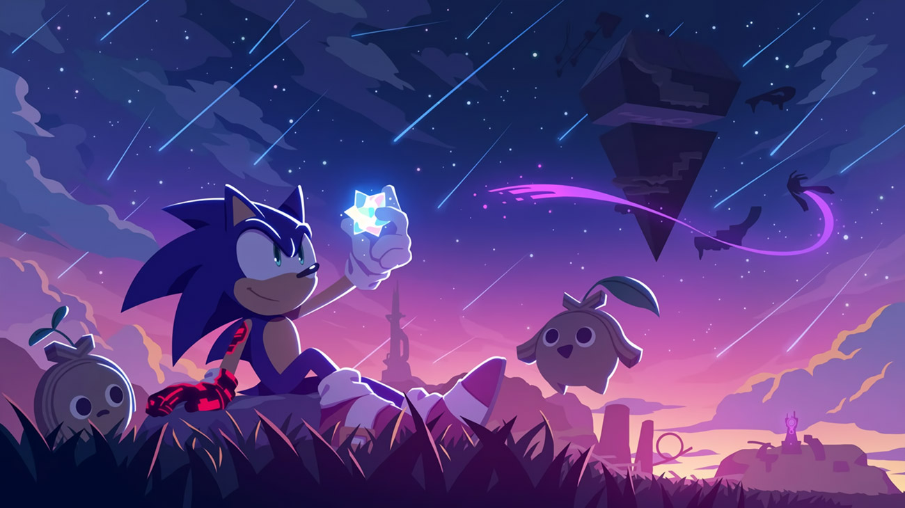 Sonic and Koco Watching Starfall Art from Sonic Frontiers