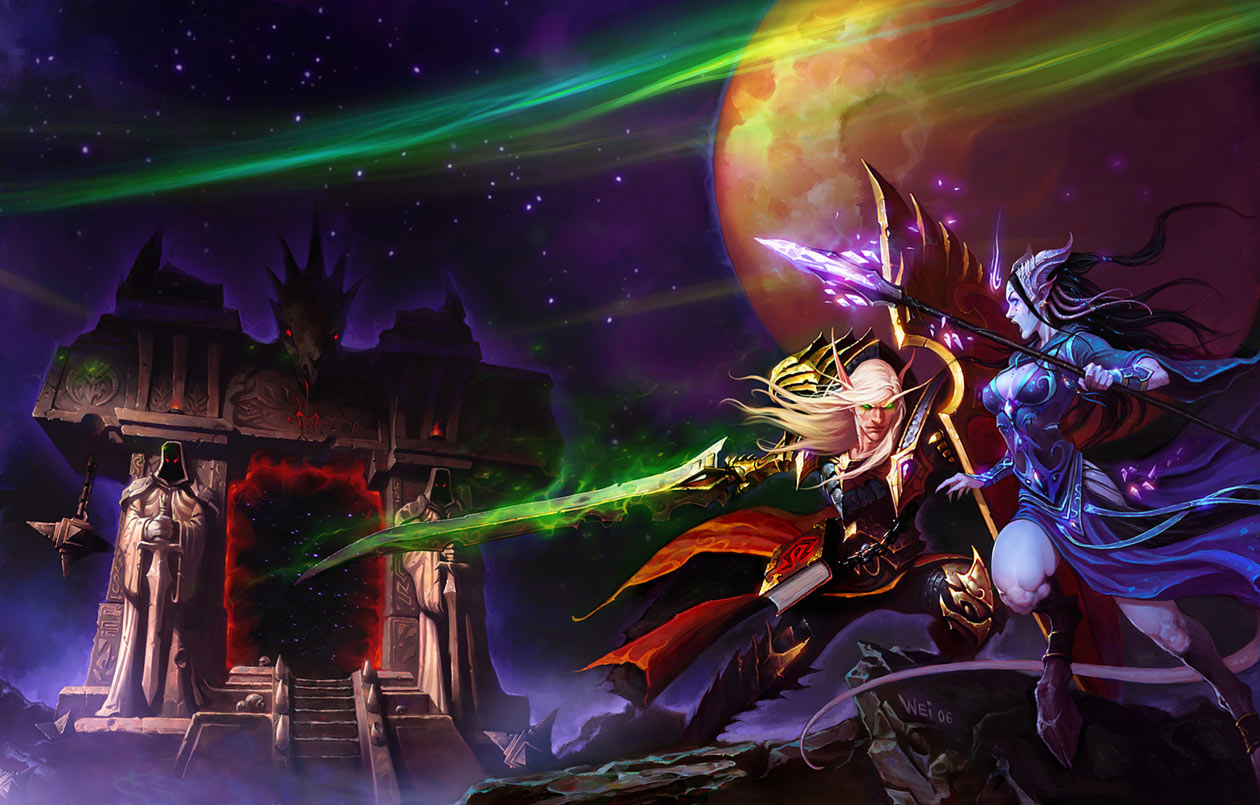 Blood Elf, Draenei, and Dark Portal Art from World of Warcraft: The Burning Crusade