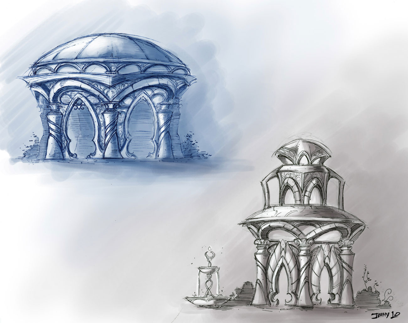 Blood Elf Structures Art from World of Warcraft: The Burning Crusade