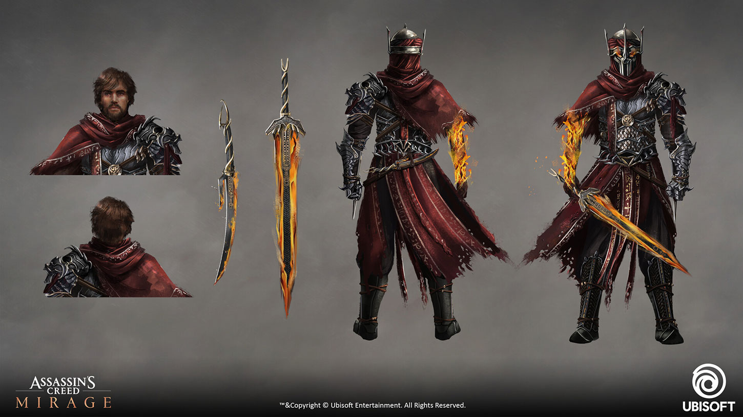 Basim Persian Fire Demon Outfit Art from Assassin's Creed Mirage