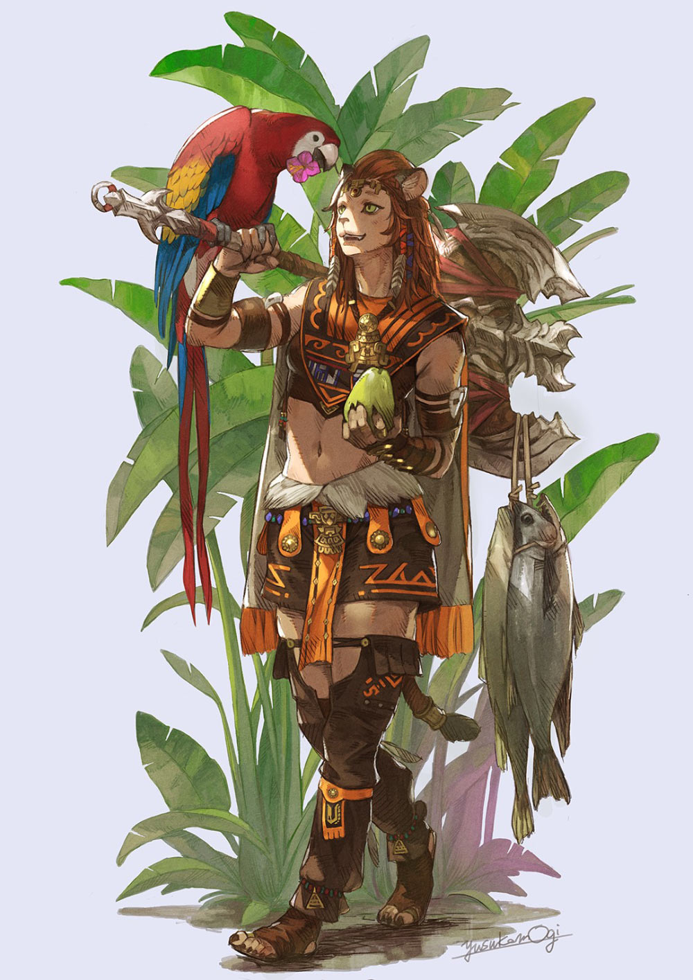 Wuk Lamat Illustration by Yusuke Mogi from Final Fantasy XIV: Dawntrail