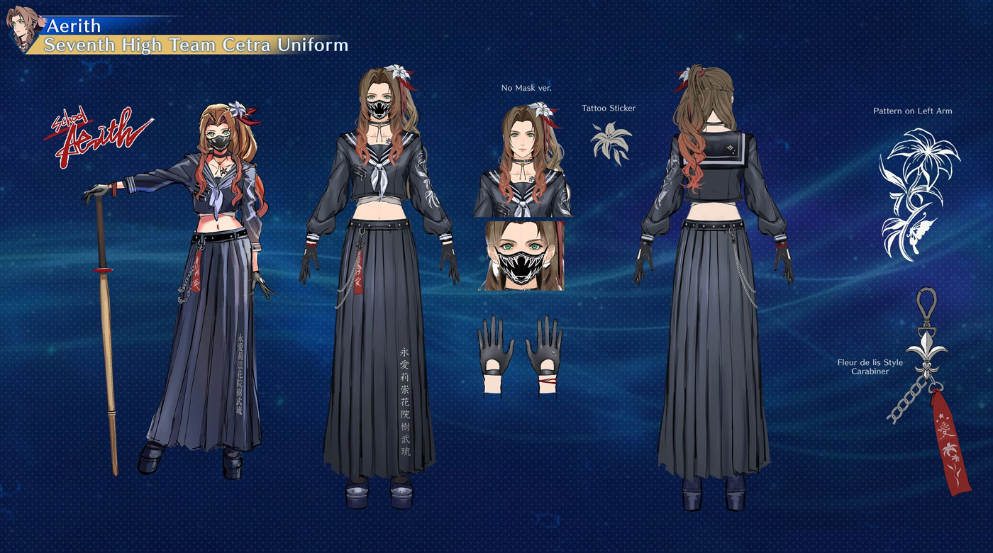 Aerith, Seventh High Team Cetra Uniform Art from Final Fantasy VII: Ever Crisis