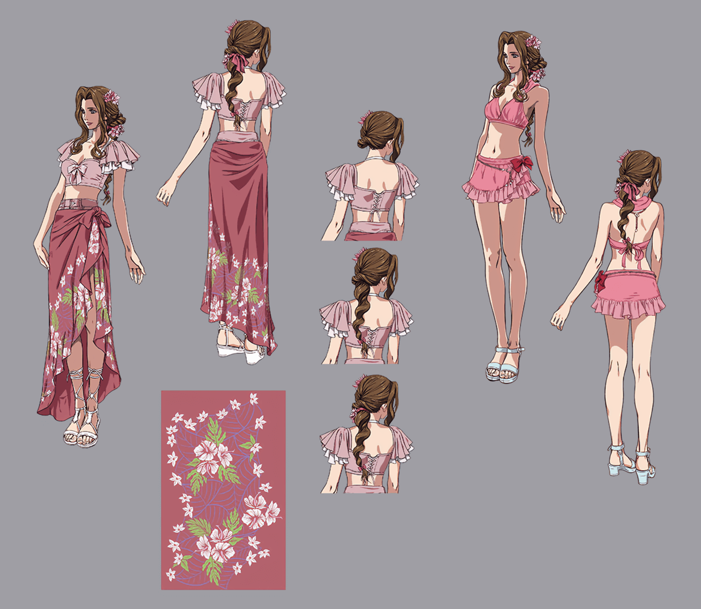 Aerith's Alt Outfit and Swimsuit Art from Final Fantasy VII Rebirth