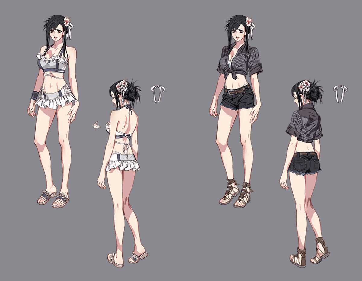 Tifa's Swimsuit and Alt Outfit Art from Final Fantasy VII Rebirth