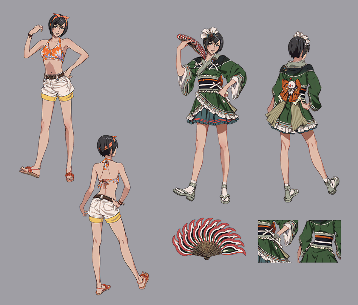 Yuffie's Swimsuit and Alt Outfit Art from Final Fantasy VII Rebirth