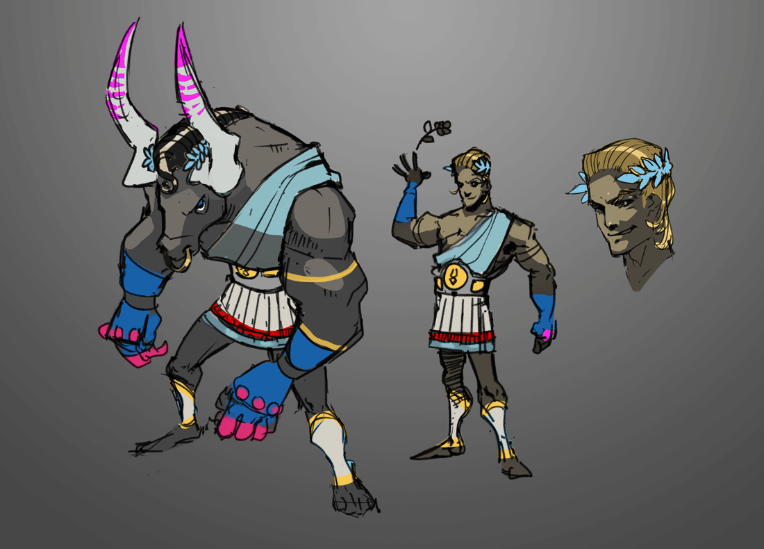Asterius and Theseus Concept Art from Hades