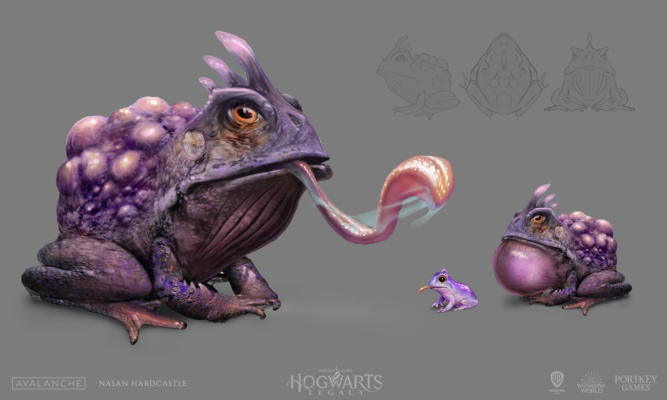 Giant Purple Toad Concept Art from Hogwarts Legacy