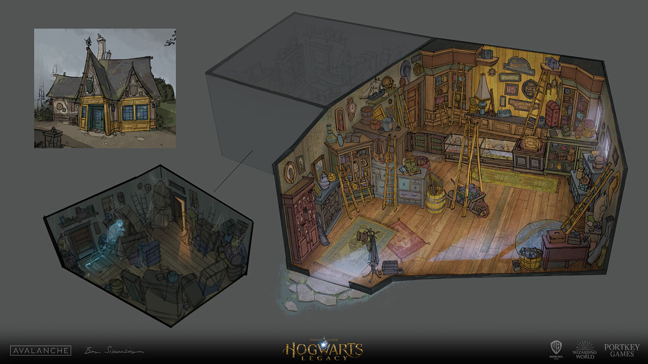 Hogsmeade Shop Concept Art from Hogwarts Legacy