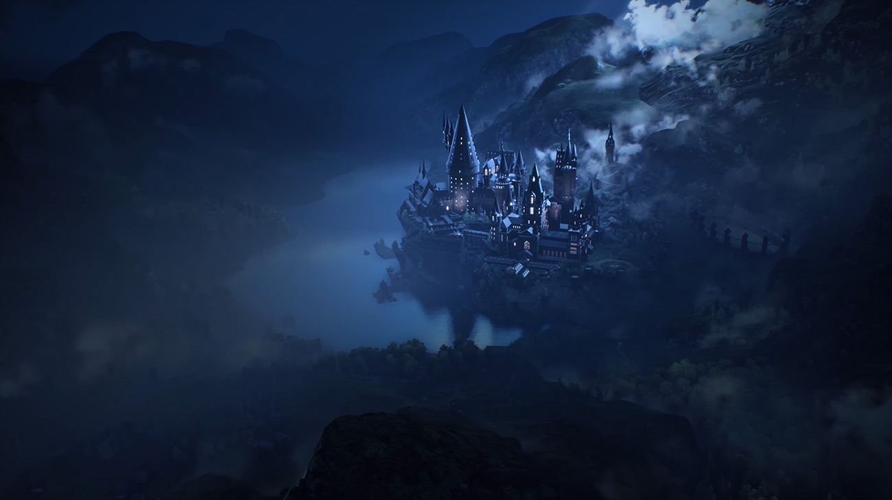Hogwarts Castle Night Art from Hogwarts Legacy