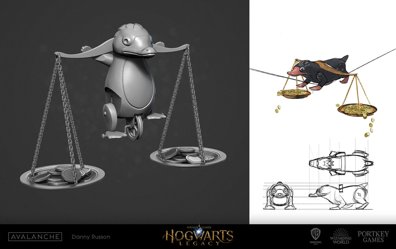 Zonko's Niffler Unicycle Art from Hogwarts Legacy